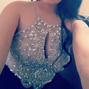 Rhymestone Slit Dress